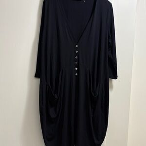 Alembika Black Button-Down Drape Dress/ Tunic